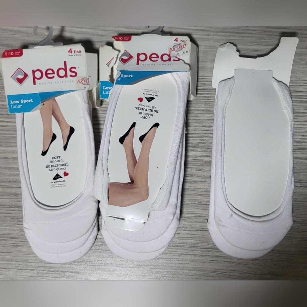 Peds Women's Shoe Liner Extra Low Cut Shoe Size 5-10 White Color 10 Pair